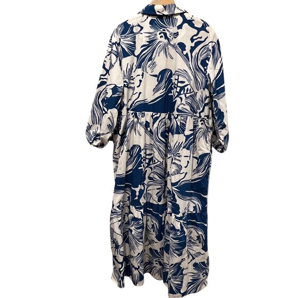 Anthropologie Maeve Bettina Tiered Midi Dress, Blue White, XL - Picture 3 of 10